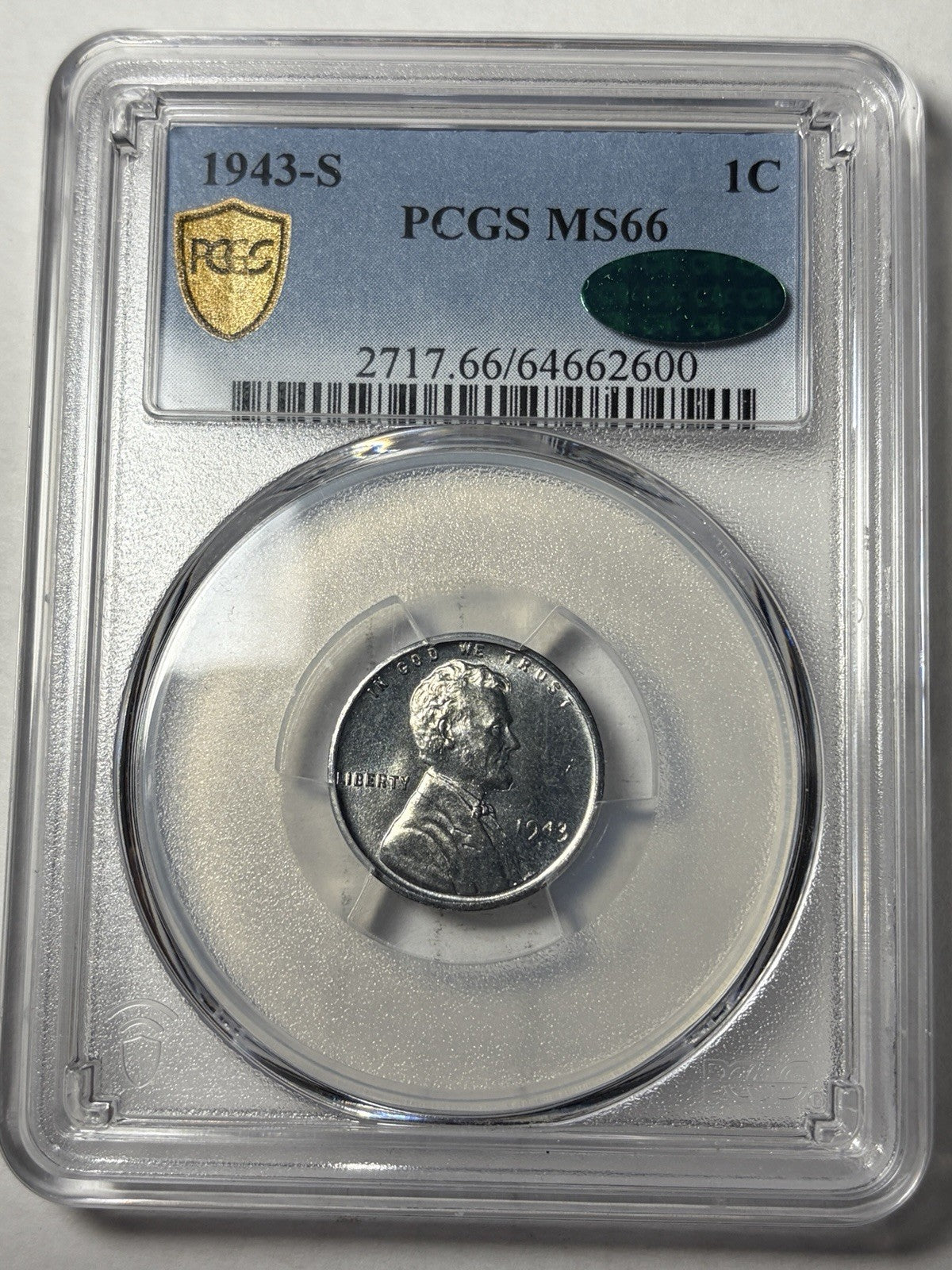 1943-S PCGS MS66 CAC Lincoln Wheat Cent - Ex. MS67