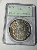 1892 PCGS MS65 Morgan Silver Dollar Toned Rattler WOW