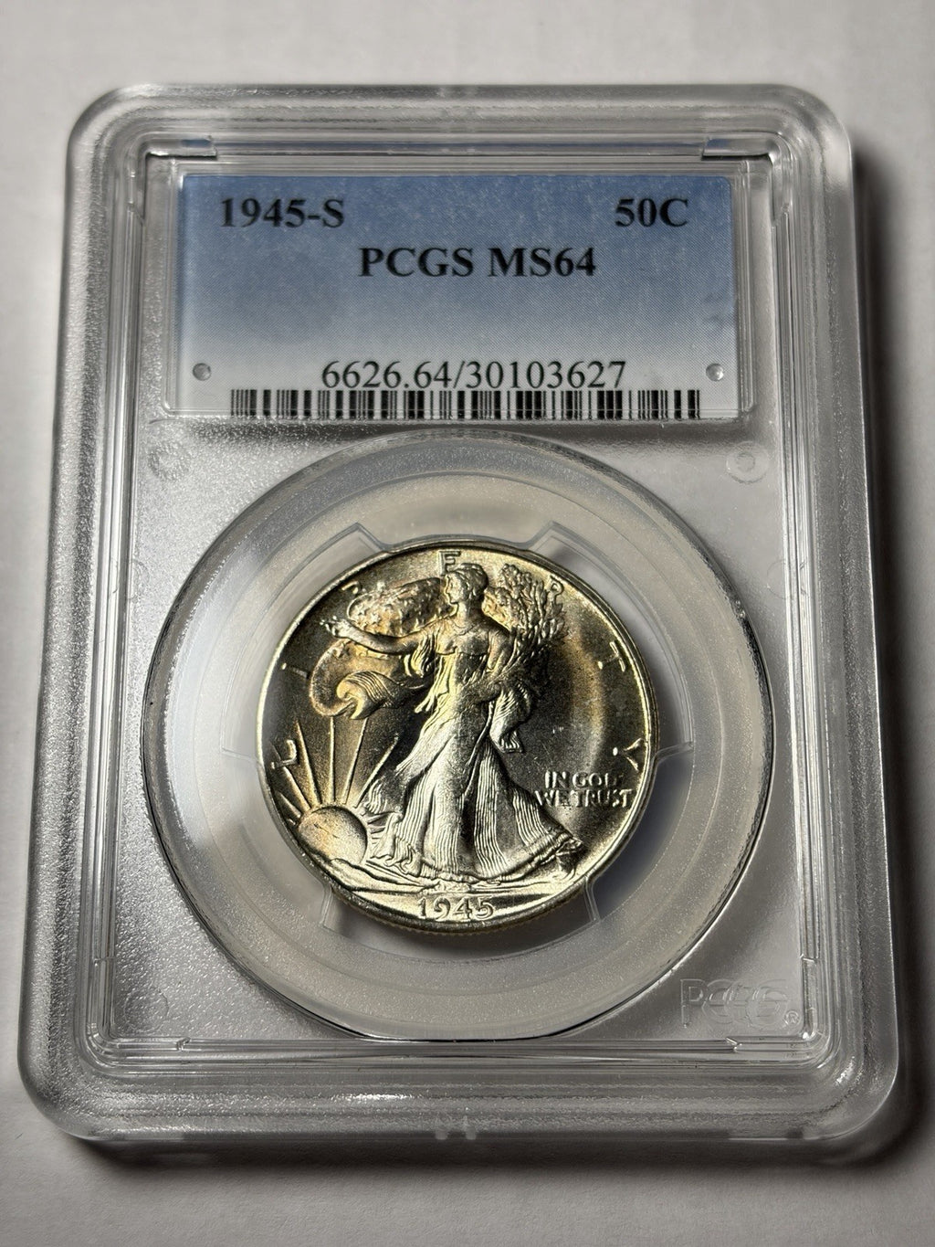 1945-S PCGS MS64 Walking Liberty Half Dollar Toned