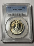 1945-S PCGS MS64 Walking Liberty Half Dollar Toned