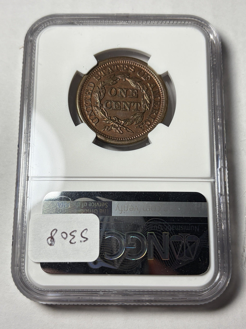 1849 NGC AU Details Braded Hair Large Cent