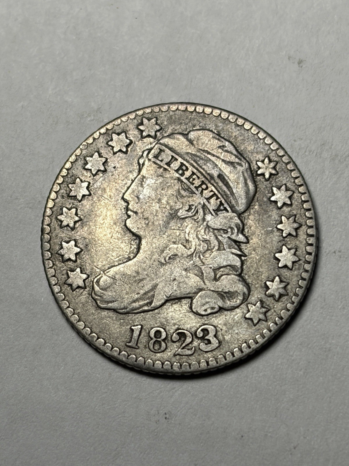 1823/2 Large Es Capped Bust Silver Dime