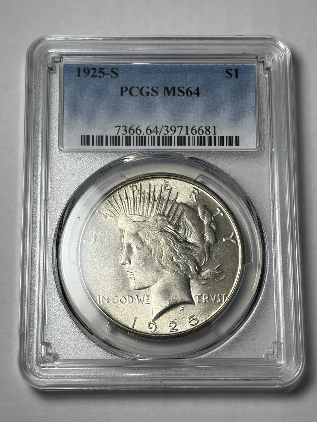 1925-S PCGS MS64 Peace Silver Dollar 
