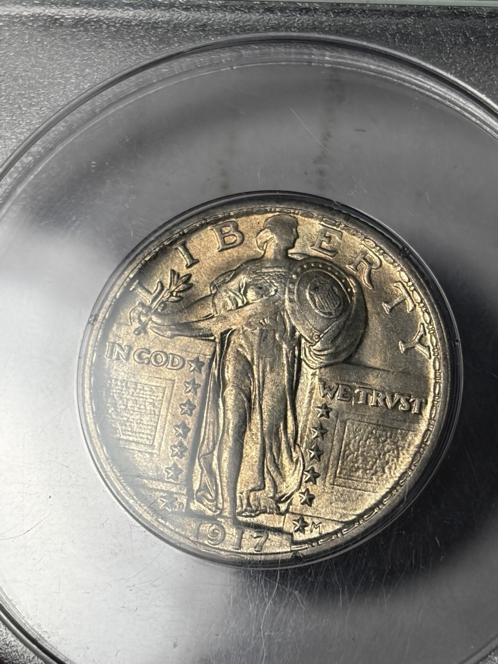 1917-D PCGS MS64 Type 2 Standing Liberty Quarter Rattler