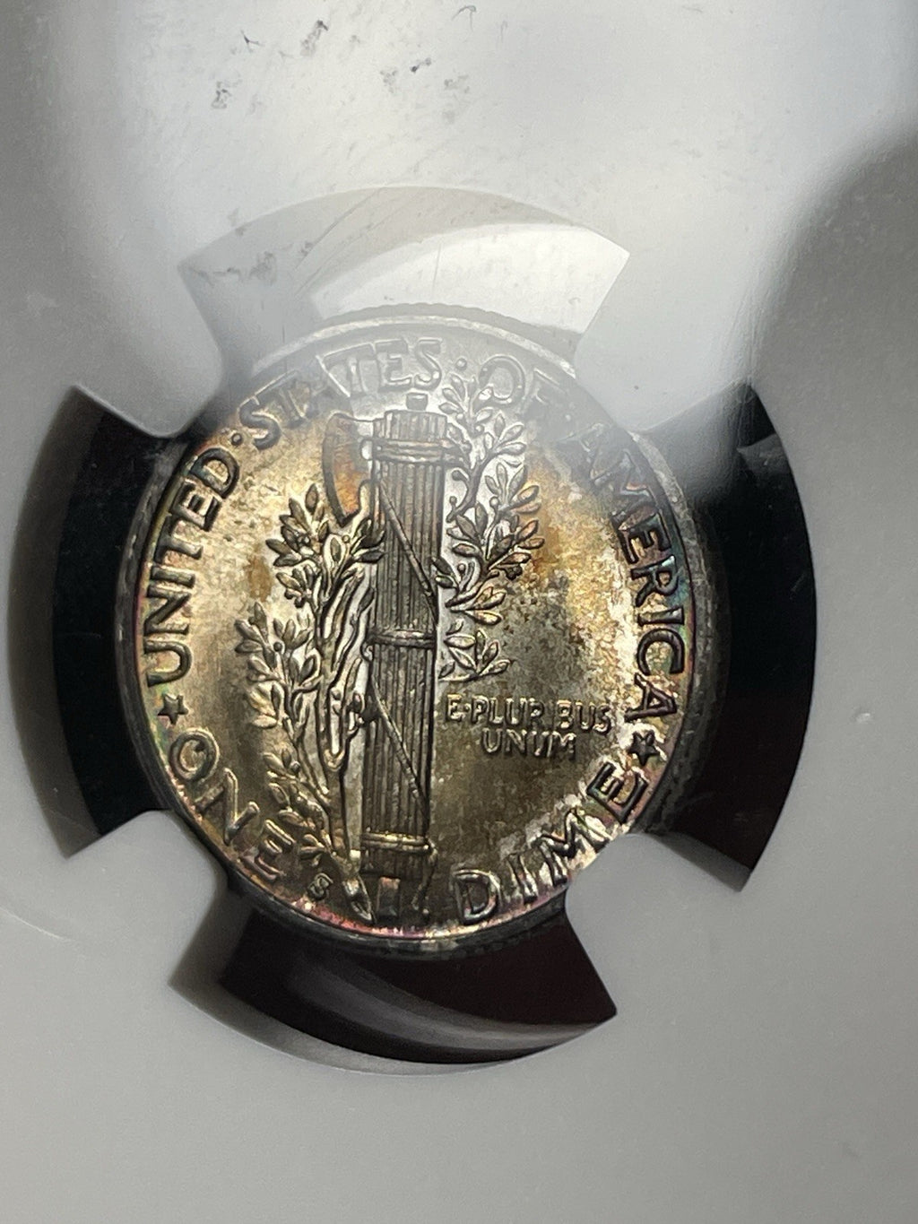 1936-S NGC MS67 FB Mercury Dime Toned