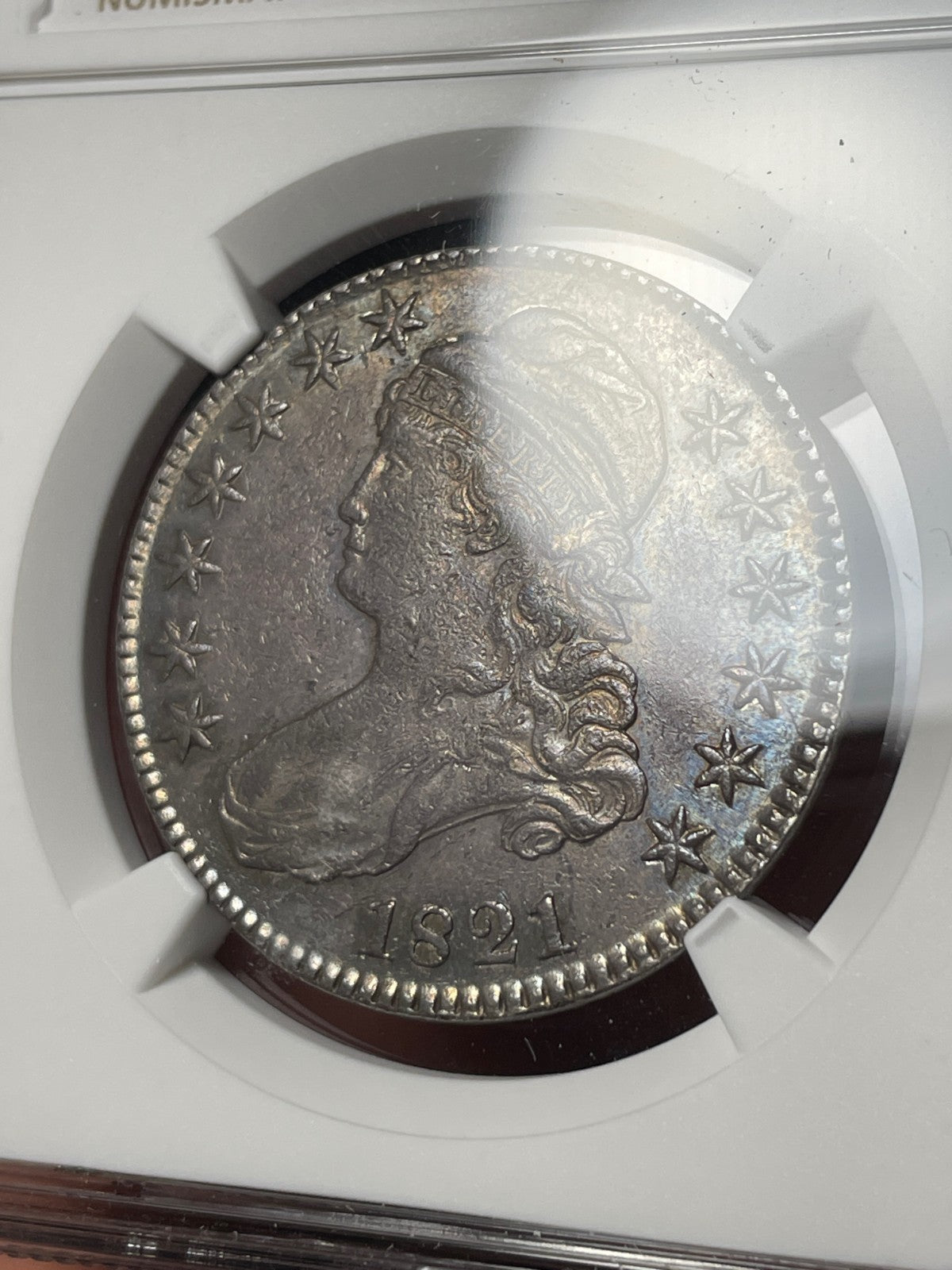 1821 NGC AU Details Capped Bust Half Dollar Toned