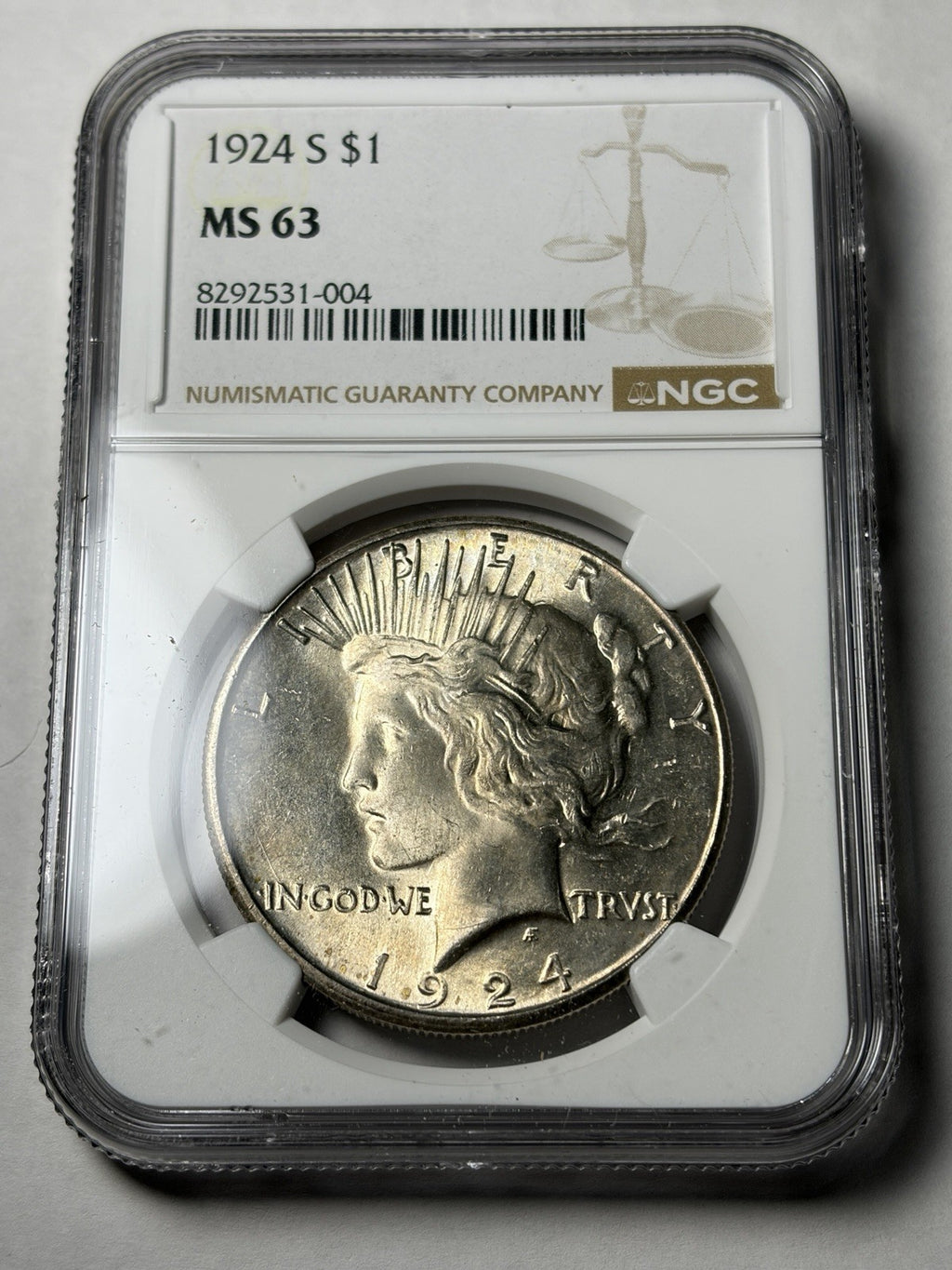 1924-S NGC MS63 Peace Silver Dollar