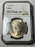 1924-S NGC MS63 Peace Silver Dollar