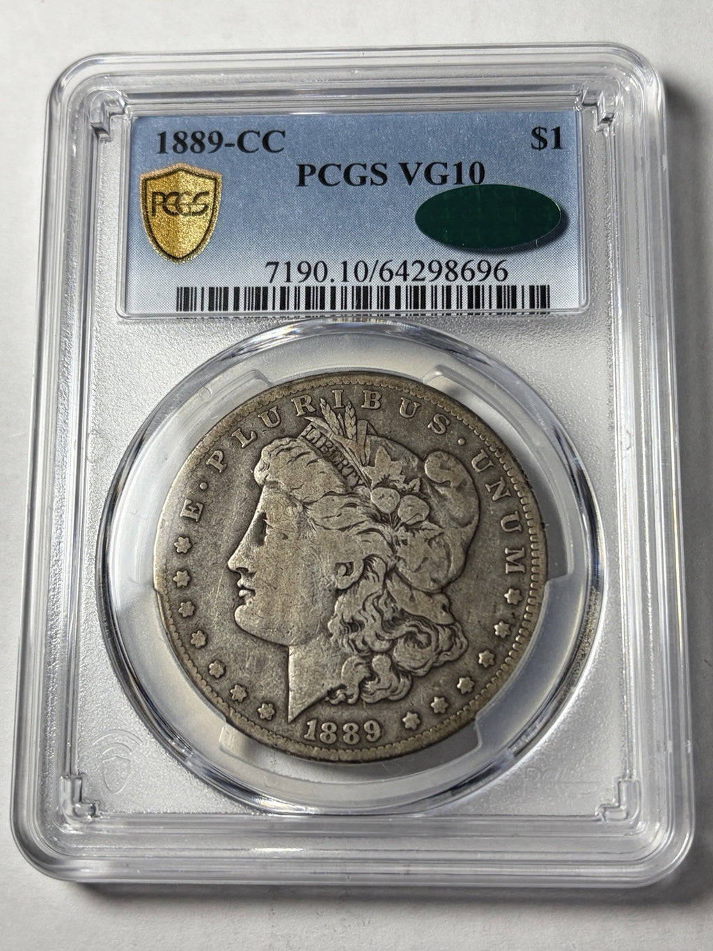 1889-CC PCGS VG10 CAC Morgan Silver Dollar