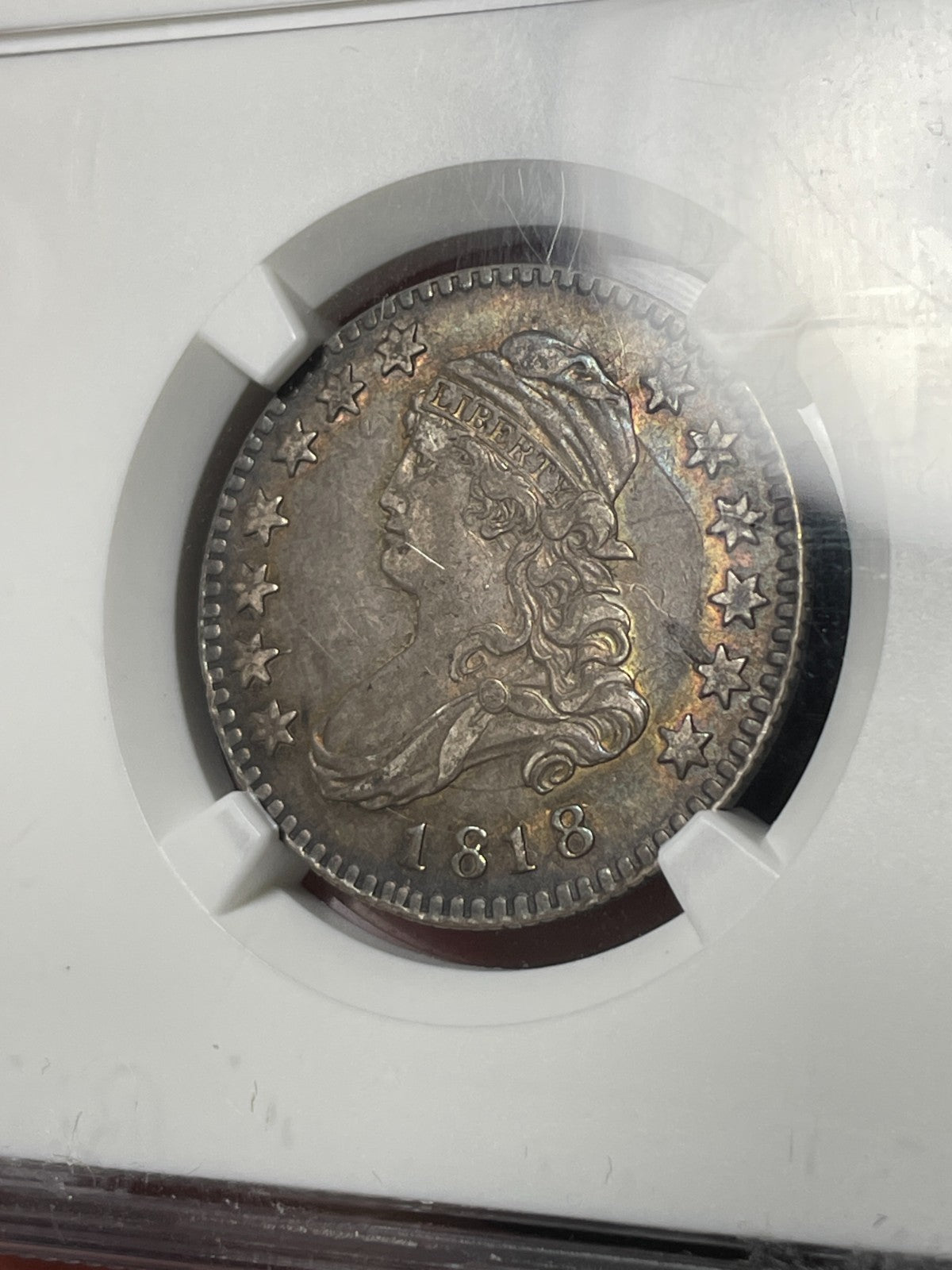 1818 NGC XF45 Capped Bust Quarter Toned Original Nice