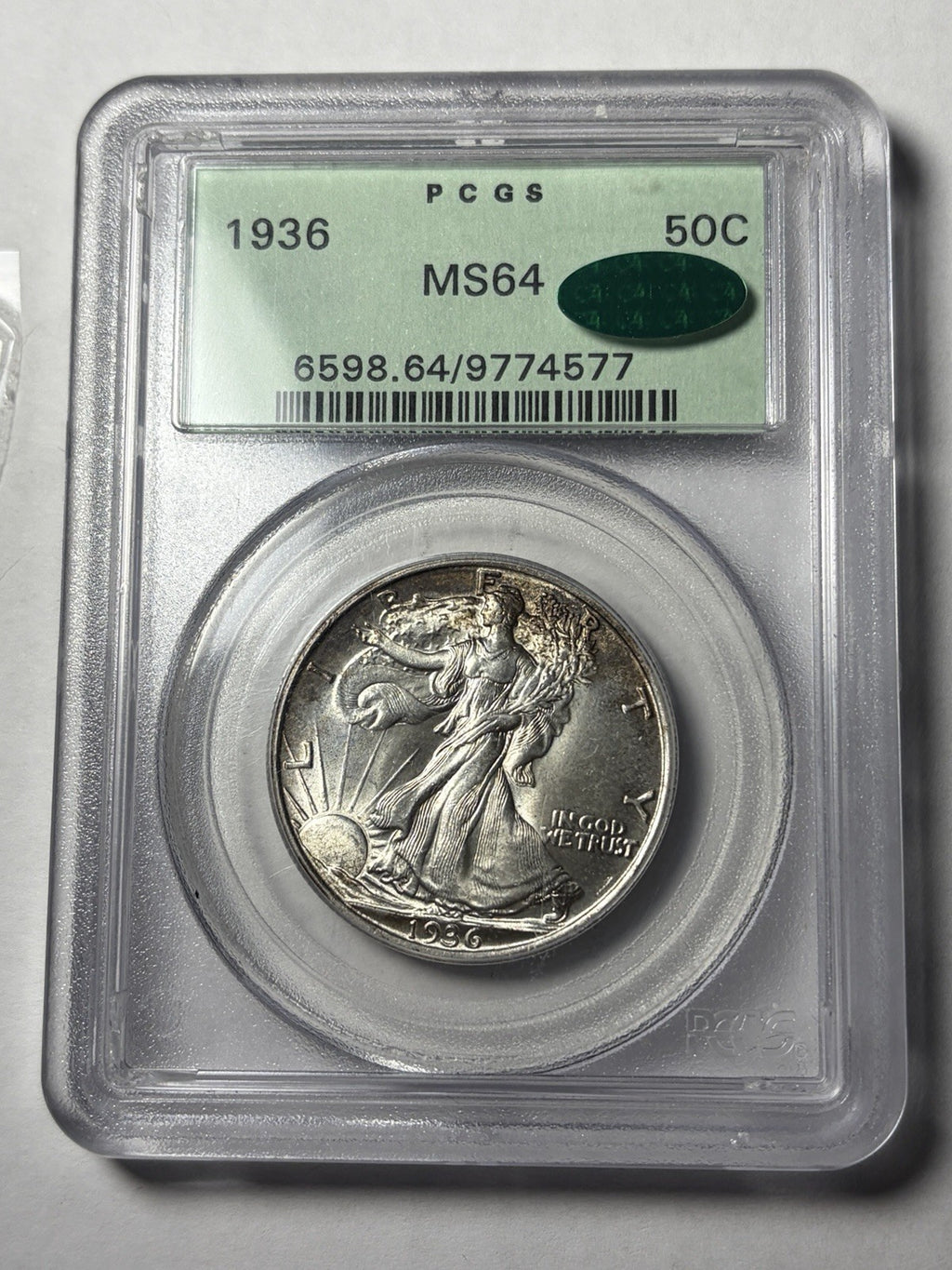 1936 PCGS MS64 CAC Walking Liberty Half Dollar Old Green Holder