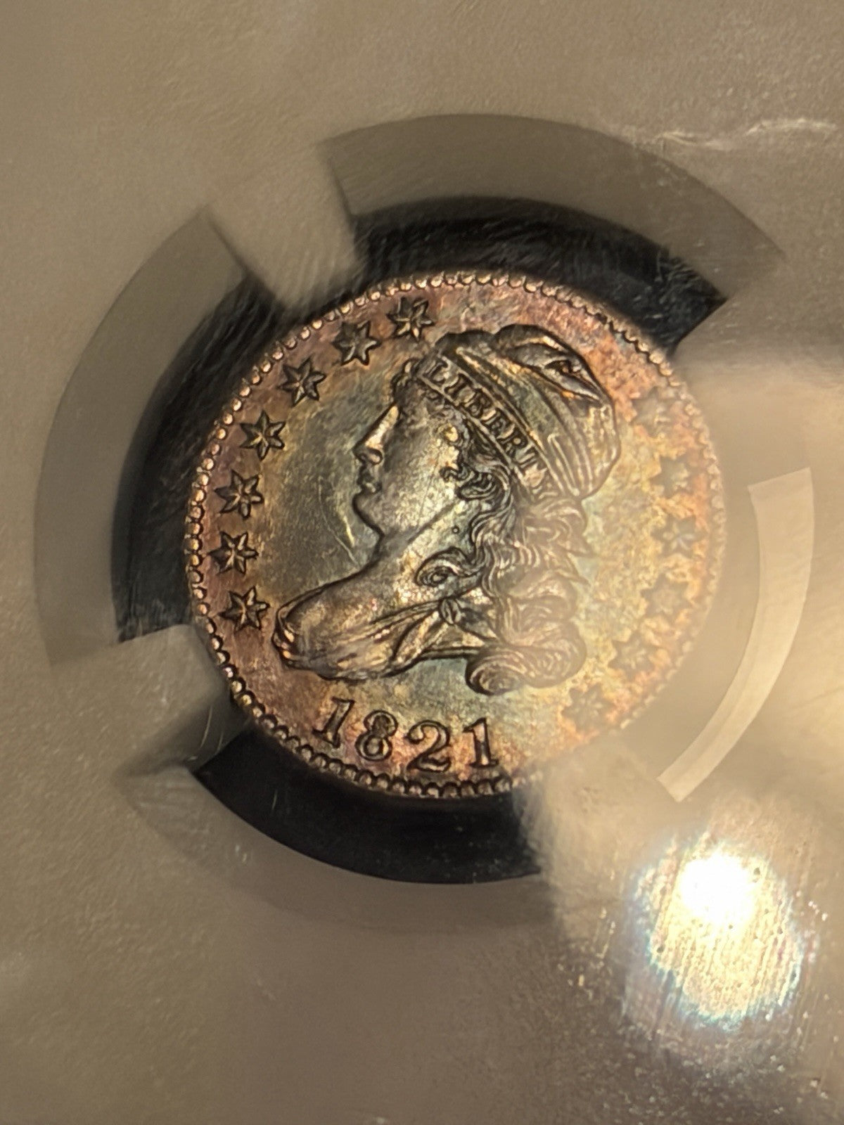 1821 NGC MS64 Large Date Capped Bust Dime JR-7