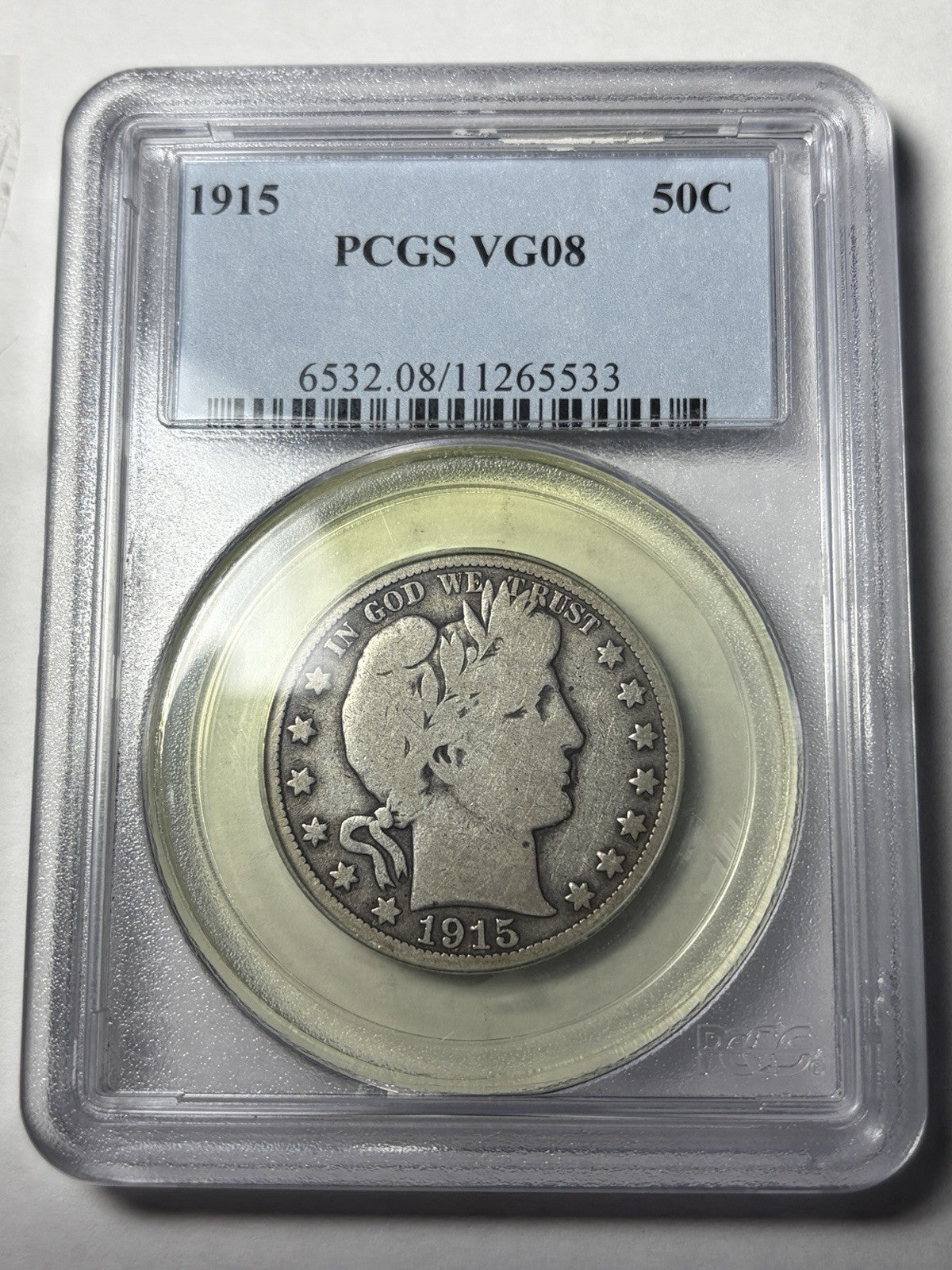 1915 PCGS VG08 Barber Half Dollar