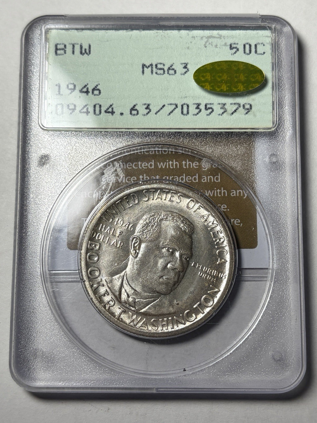 1946 PCGS MS63 GOLD CAC Booker T Washington Commemorative Rattler