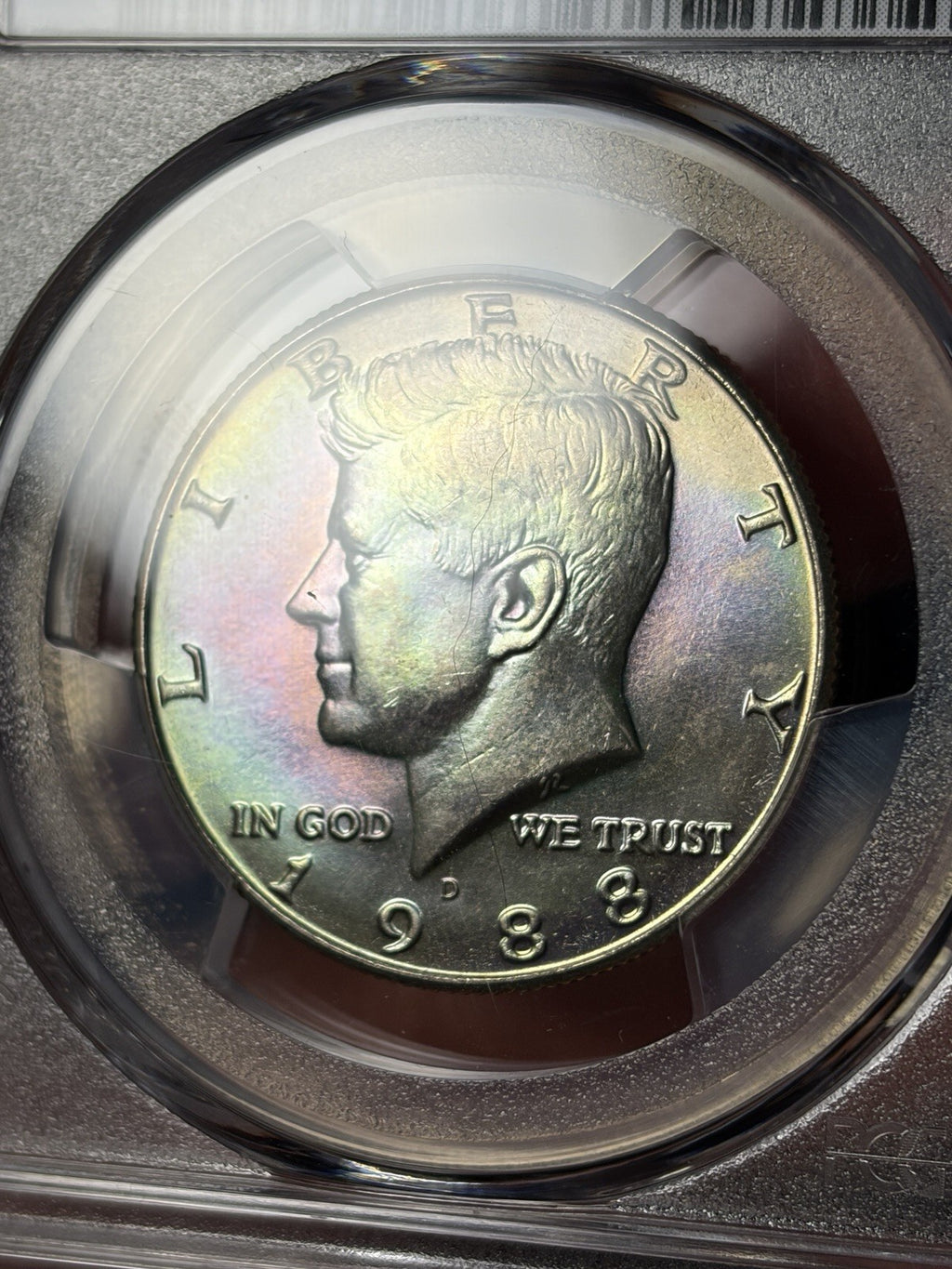 1988-D PCGS MS64 Kennedy Half Dollar Rainbow Neon Toning