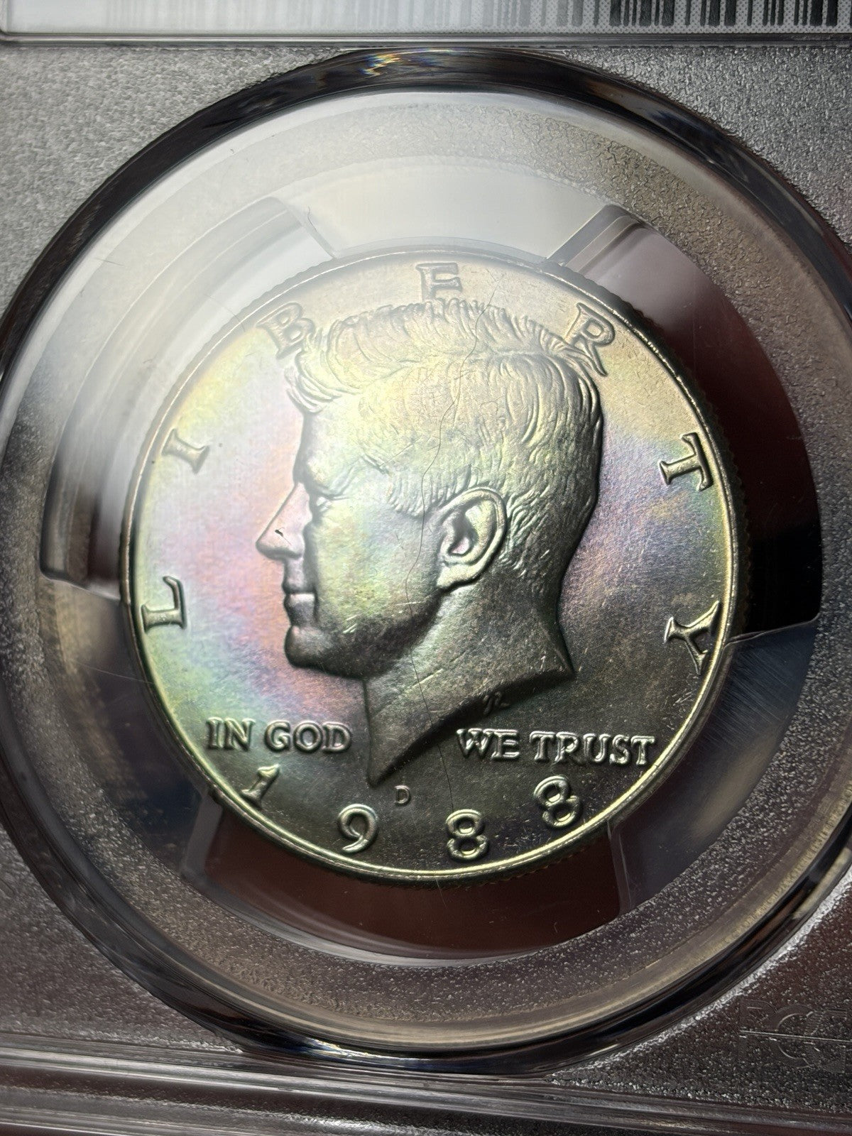 1988-D PCGS MS64 Kennedy Half Dollar Rainbow Neon Toning