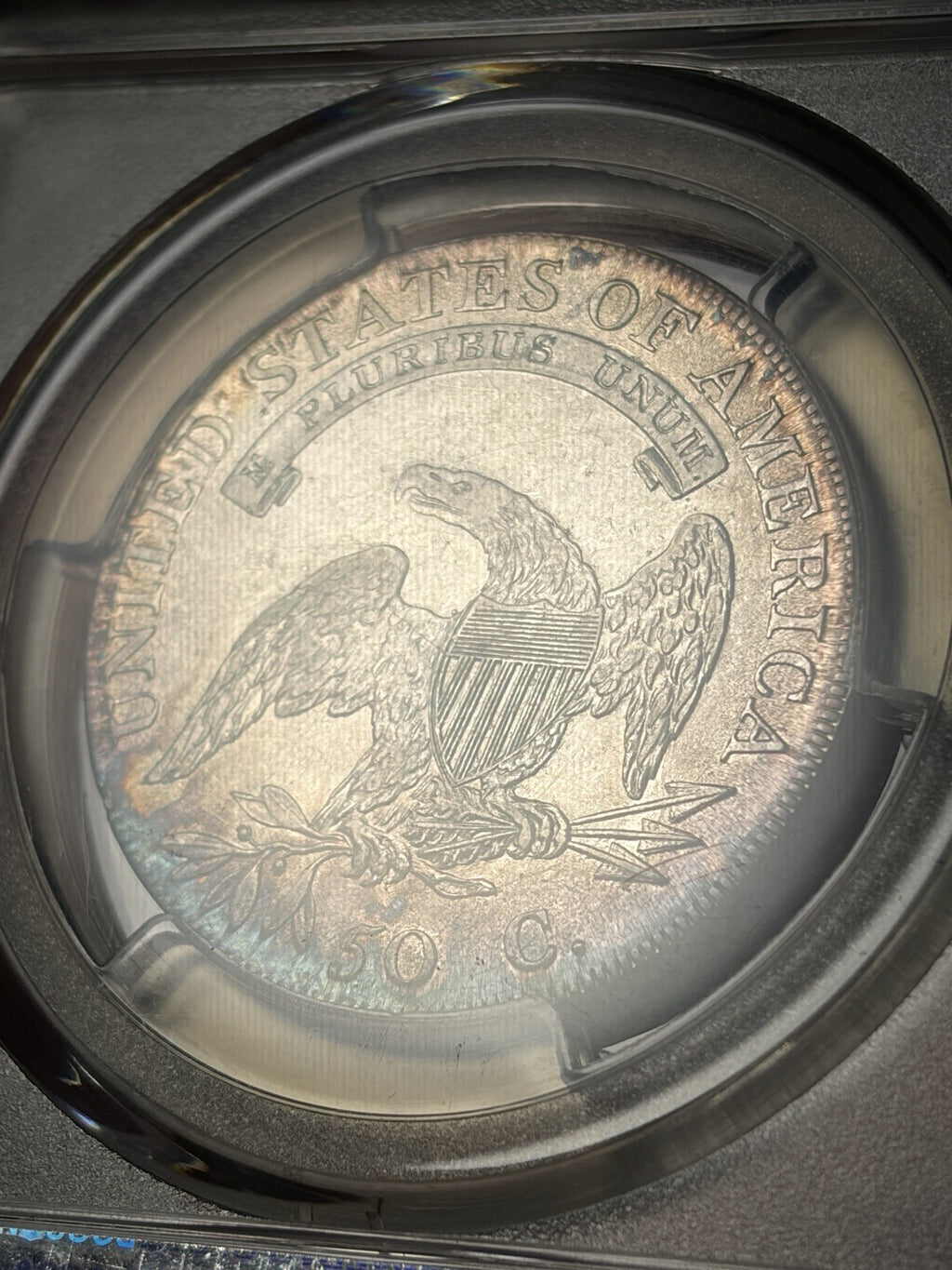 1807 PCGS AU53 Capped Bust Half Dollar Large Stars 50/20 Toned