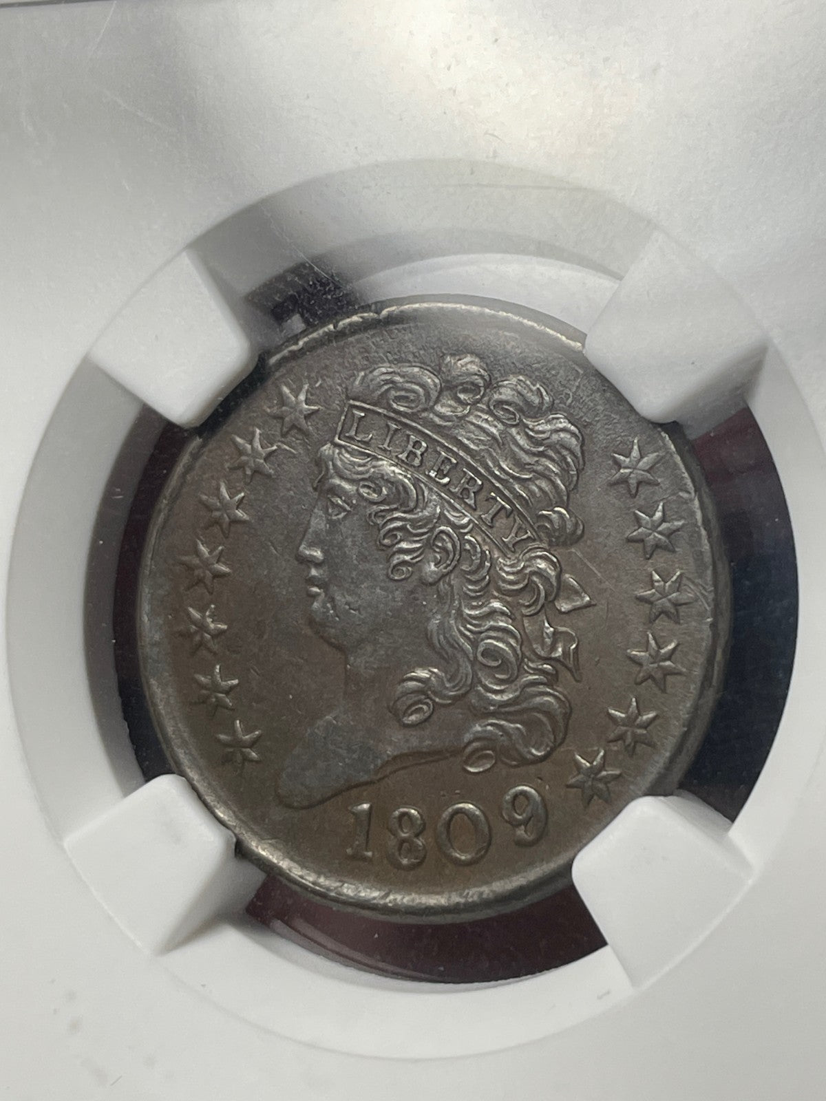 1809/6 NGC AU53 BN 9 Over Inverted 9 C-5 Classic Head Half Cent