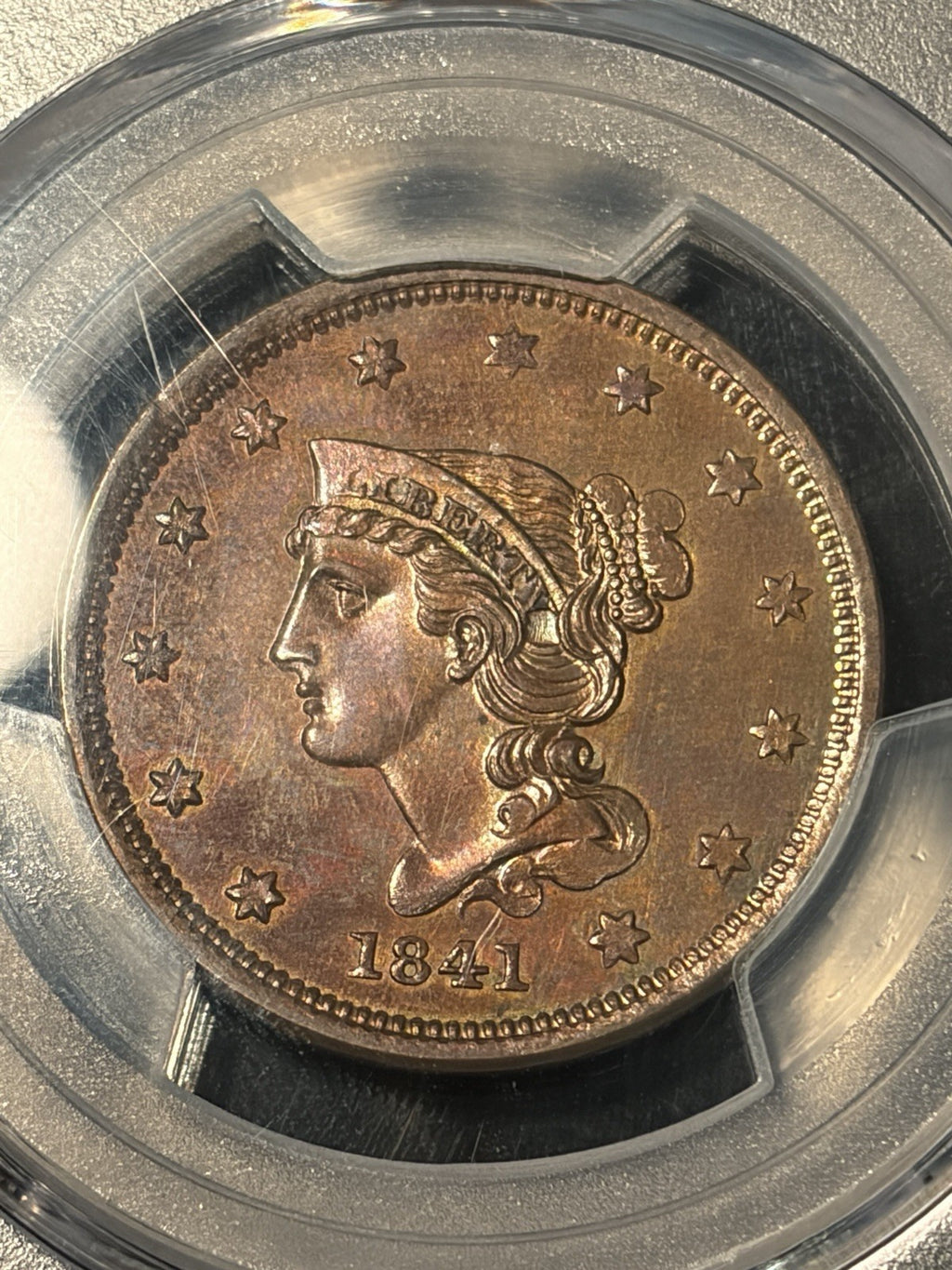 1841 PCGS PR64 BN Braided Hair Large Cent