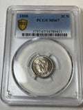 1888 PCGS MS67 Three Cent Nickel Superb Gem