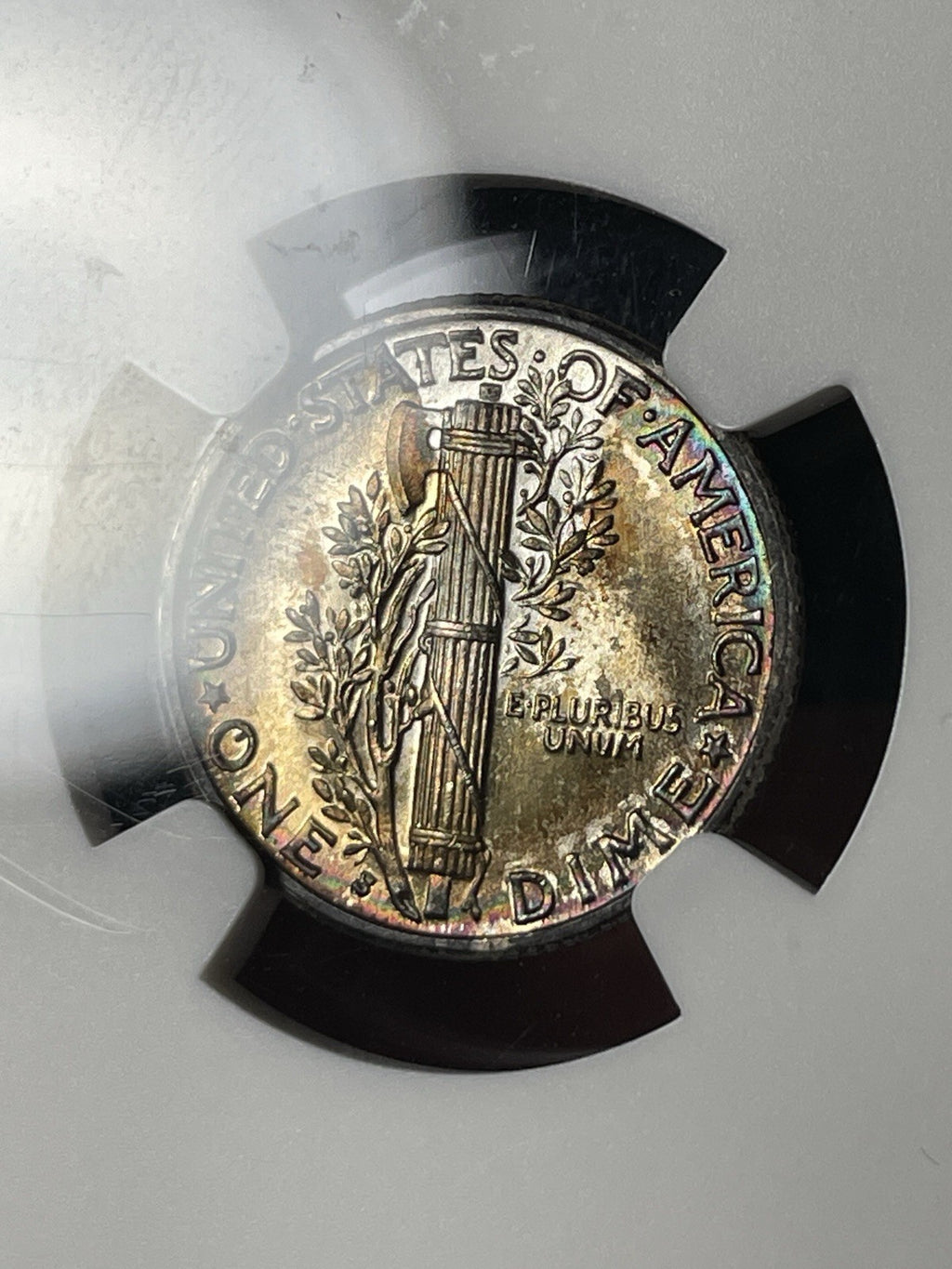 1936-S NGC MS67 FB Mercury Dime Toned