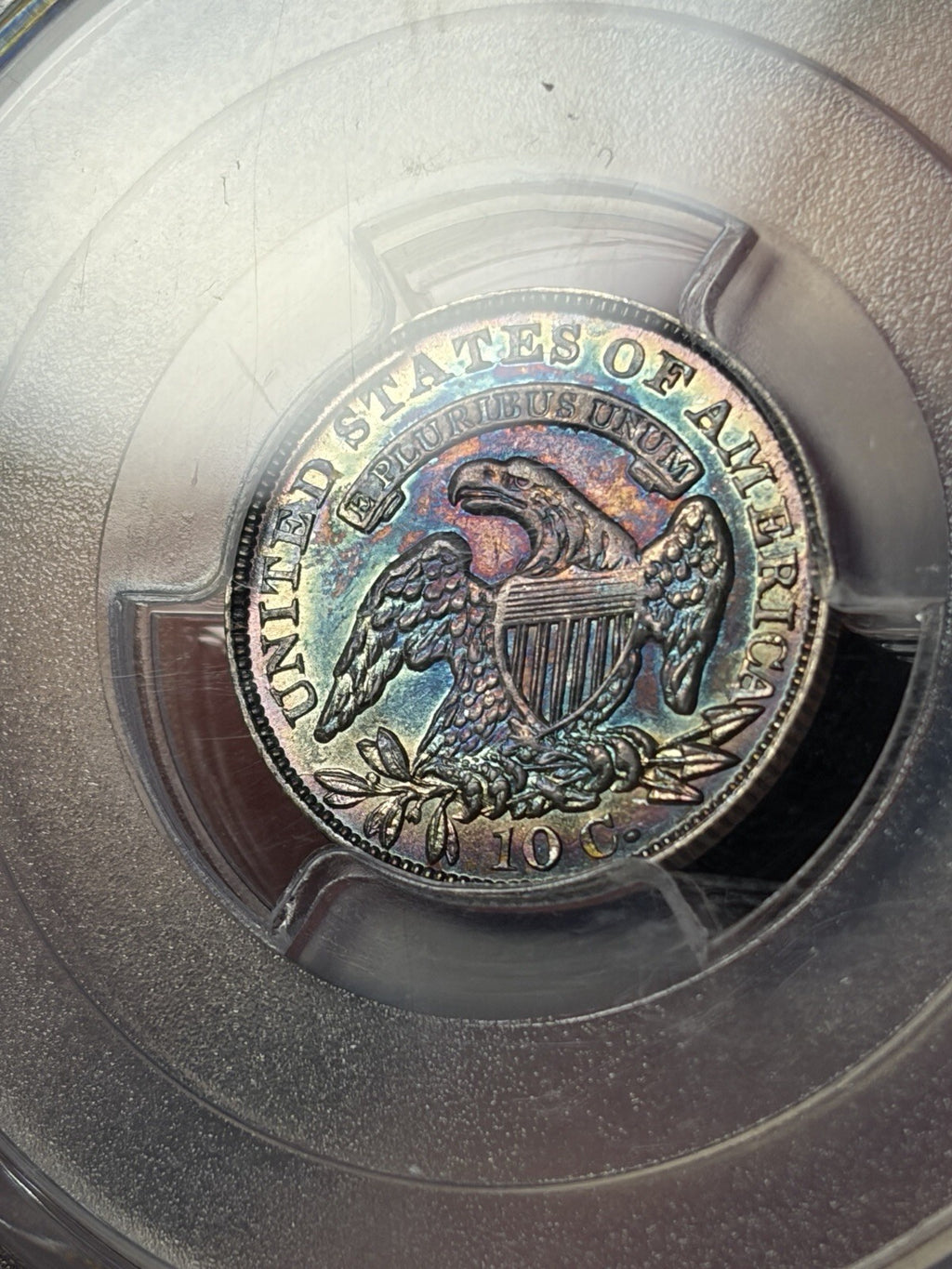 1834 PCGS MS61 Large 4 Capped Bust Silver Dime Toned