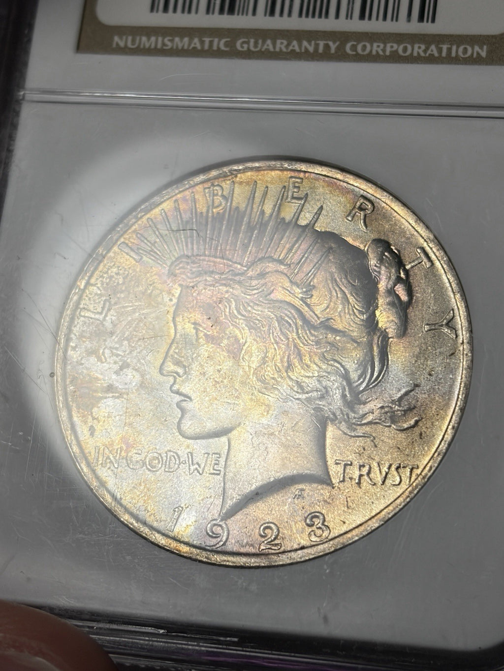 1923 NGC MS63 Peace Silver Dollar Toned RARE