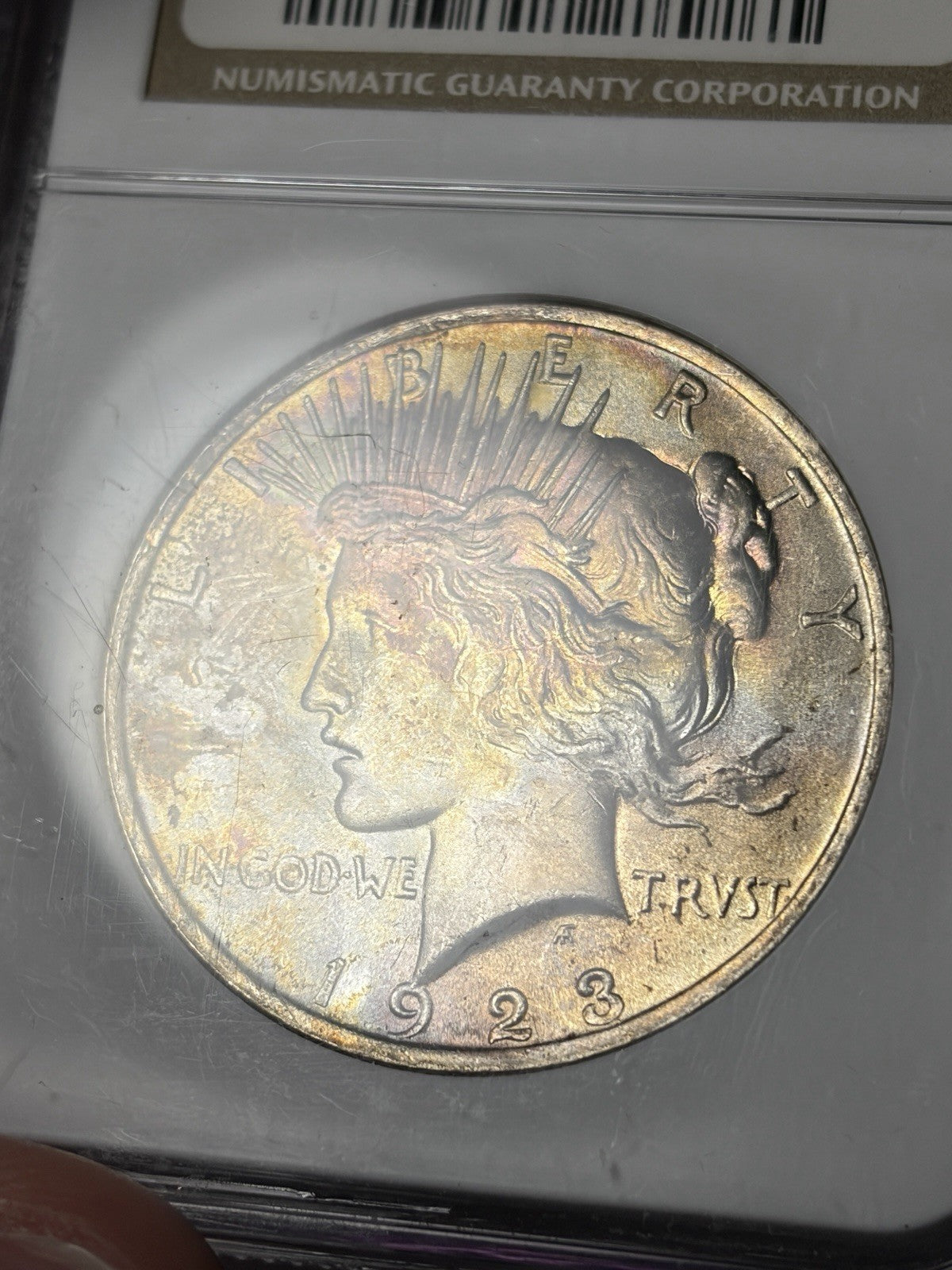 1923 NGC MS63 Peace Silver Dollar Toned RARE