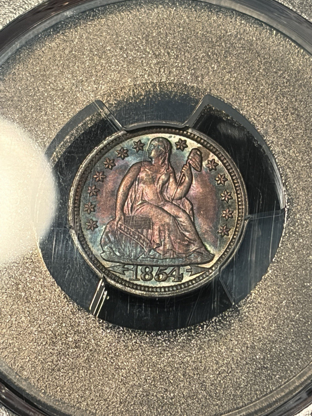 1854 PCGS MS67 Seated Liberty Dime Toned WOW