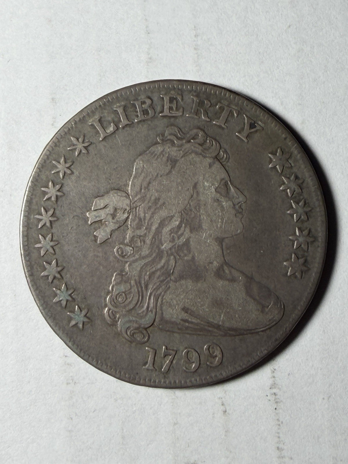 1799 Drapped Bust Dollar 8x5 Stars READ