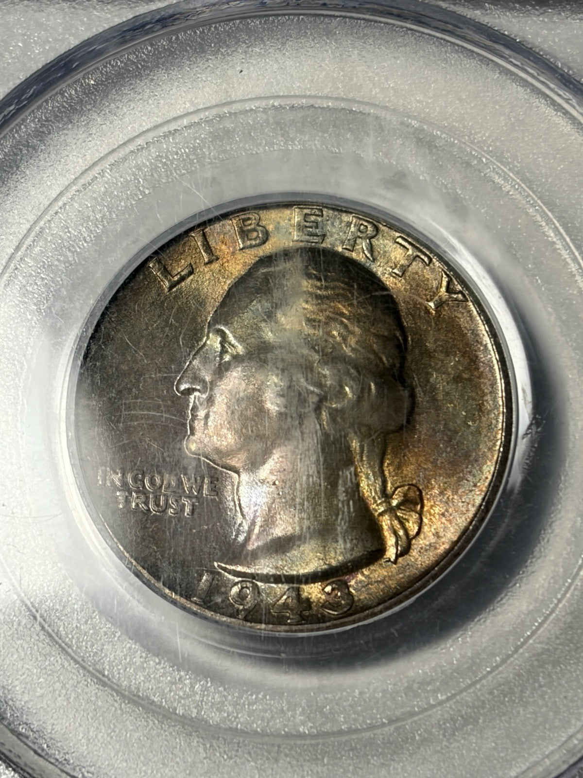 1943 PCGS MS67 Washington Silver Quarter Toned