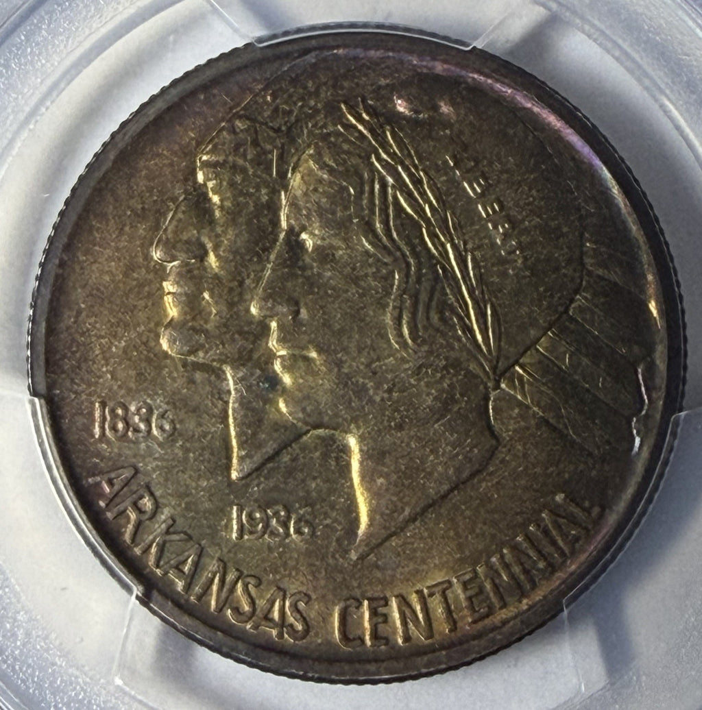 1936 PCGS MS66 Arkansas Commemorative Half Dollar Toned