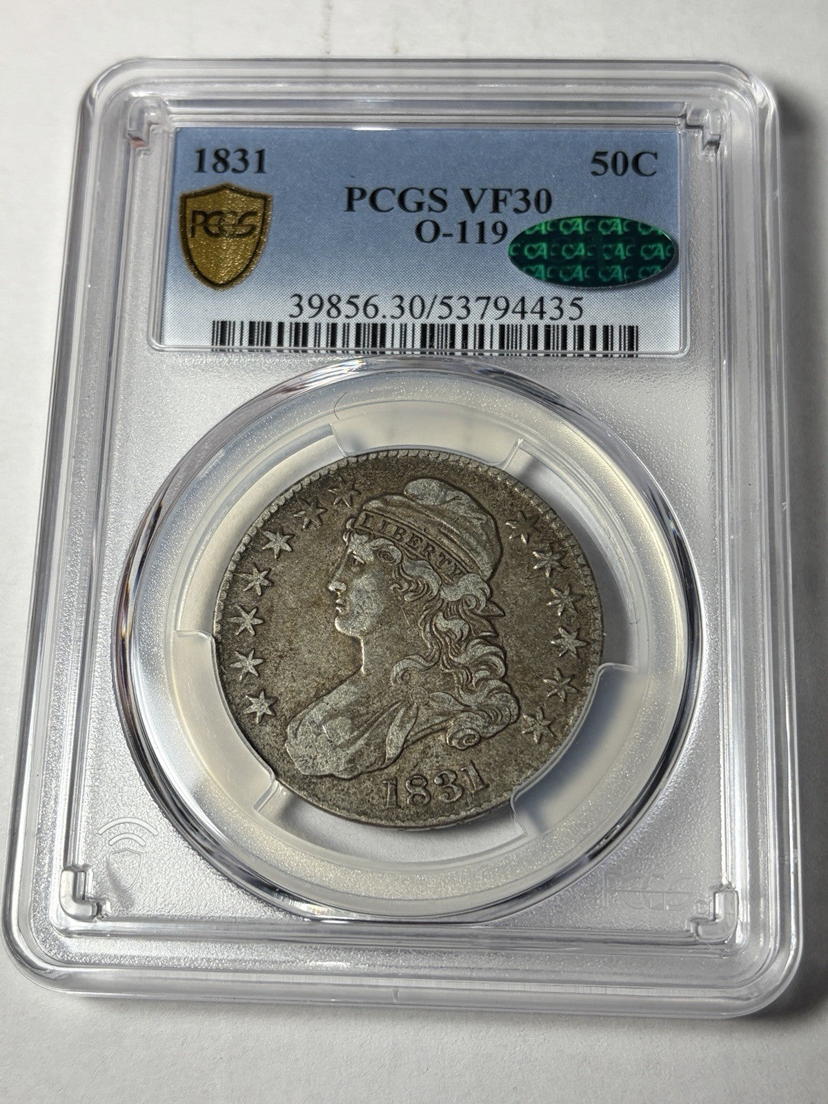 1831 PCGS VF30 CAC Capped Bust Half Dollar O-119