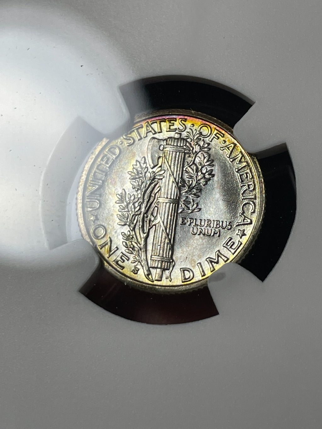 1935-S NGC MS64 FB Mercury Silver Dime Flashy Toned