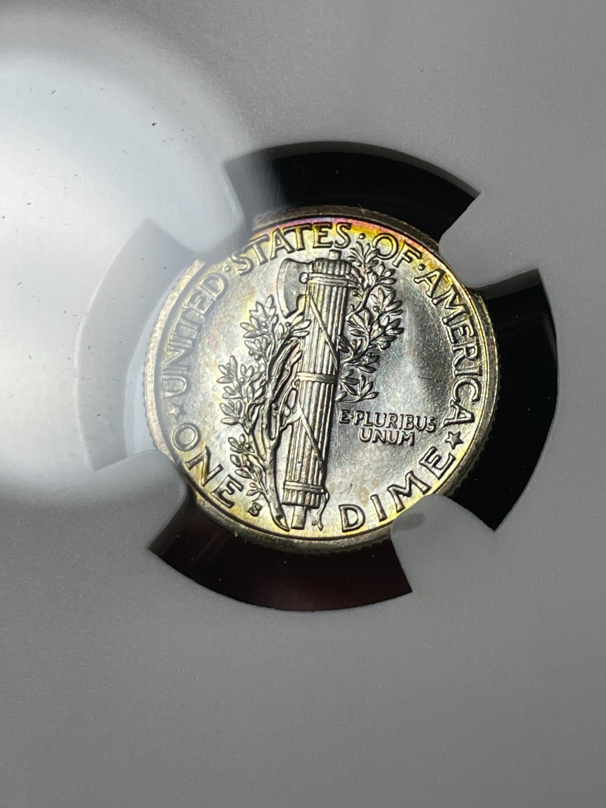 1935-S NGC MS64 FB Mercury Silver Dime Flashy Toned