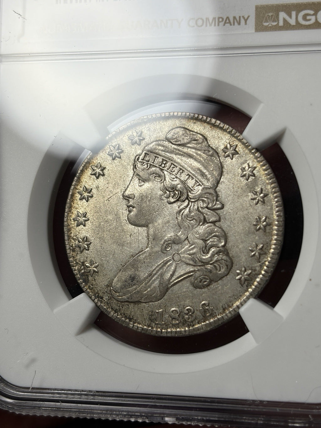 1836 NGC AU55 Capped Bust Half Dollar
