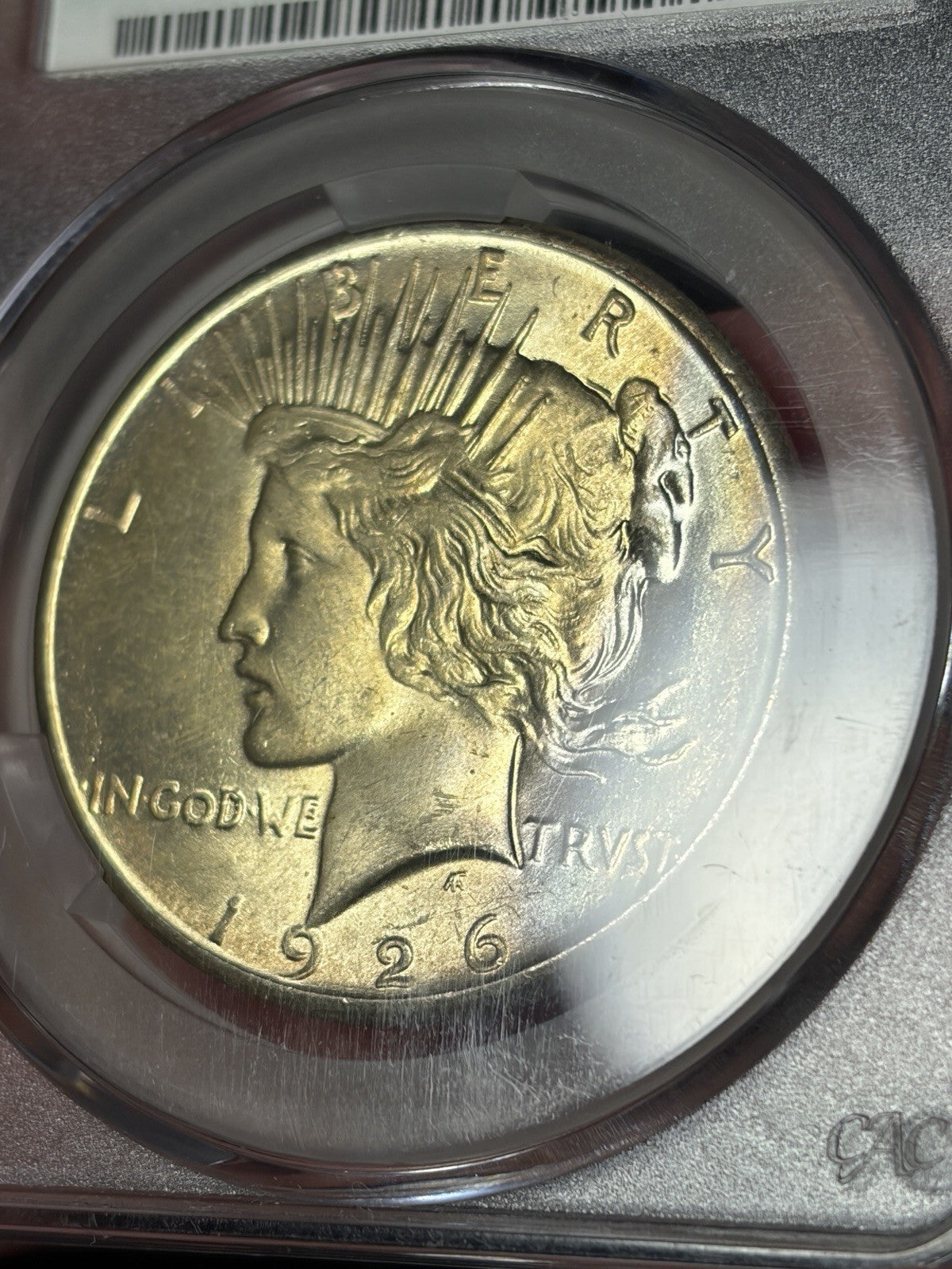 1926 CACG MS65 Peace Silver Dollar Toned Nicely