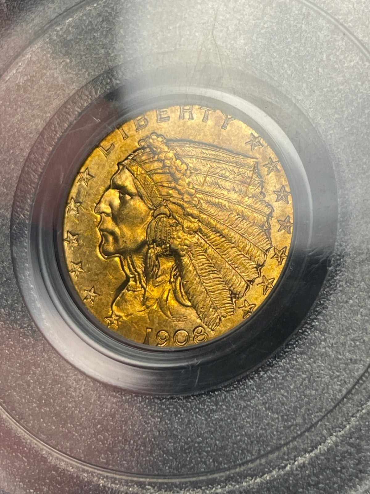 1908 PCGS MS64 CAC $2.5 Gold Indian Quarter Eagle Pre-33