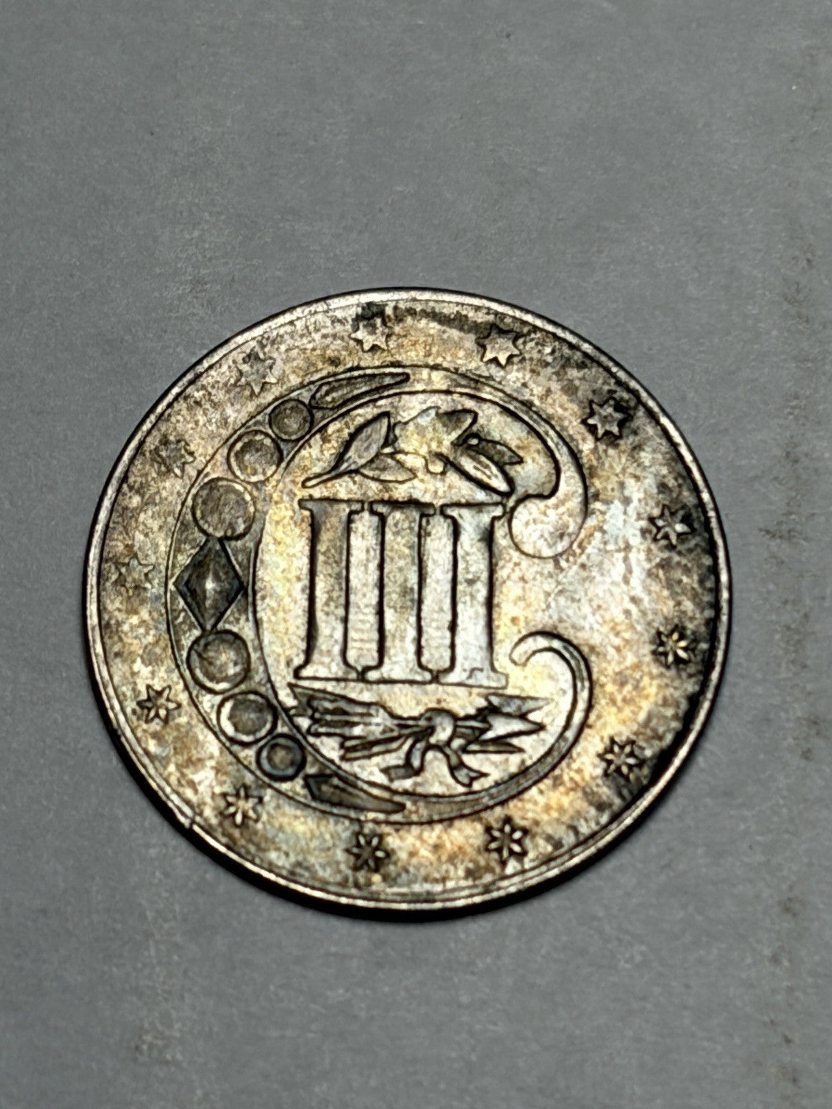 1861 Three Cent Silver Toned