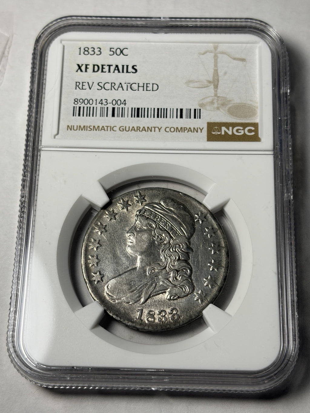 1833 NGC XF Details Capped Bust Half Dollar Lustrous