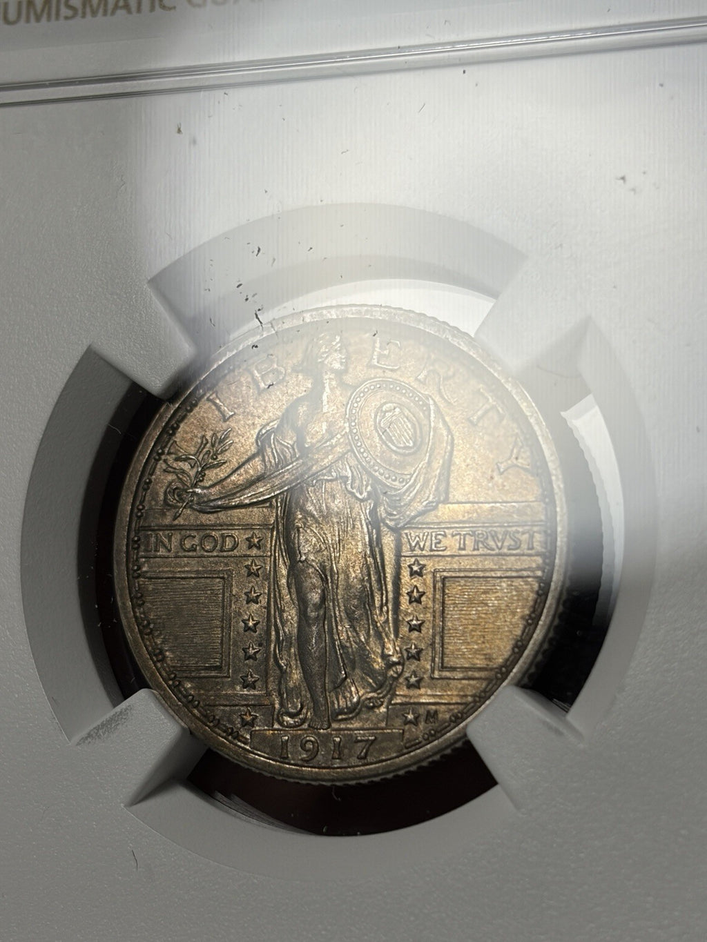 1917 Type 1 NGC Unc Details Standing Liberty Quarter Toned