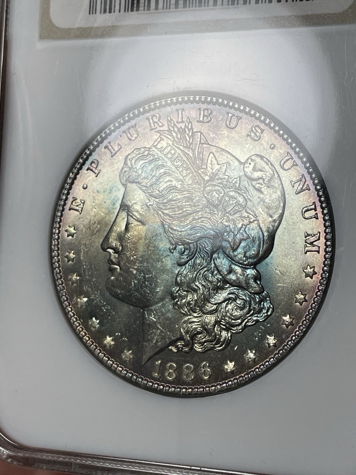 1886 NGC MS63 Morgan Silver Dollar End Of Roll Toning Old Fatty Holder