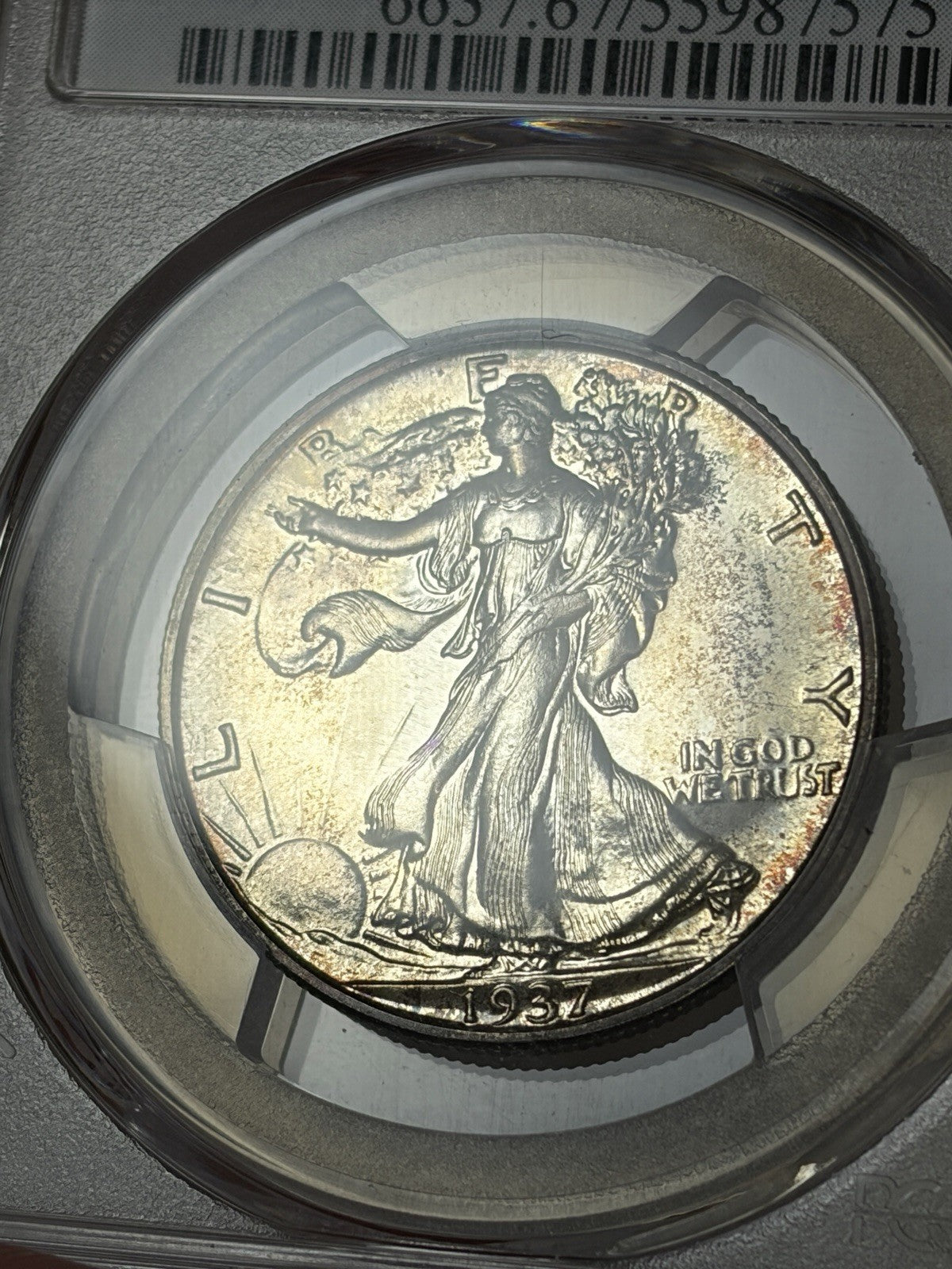 1937 PCGS PR67 Walking Liberty Half Dollar Toned