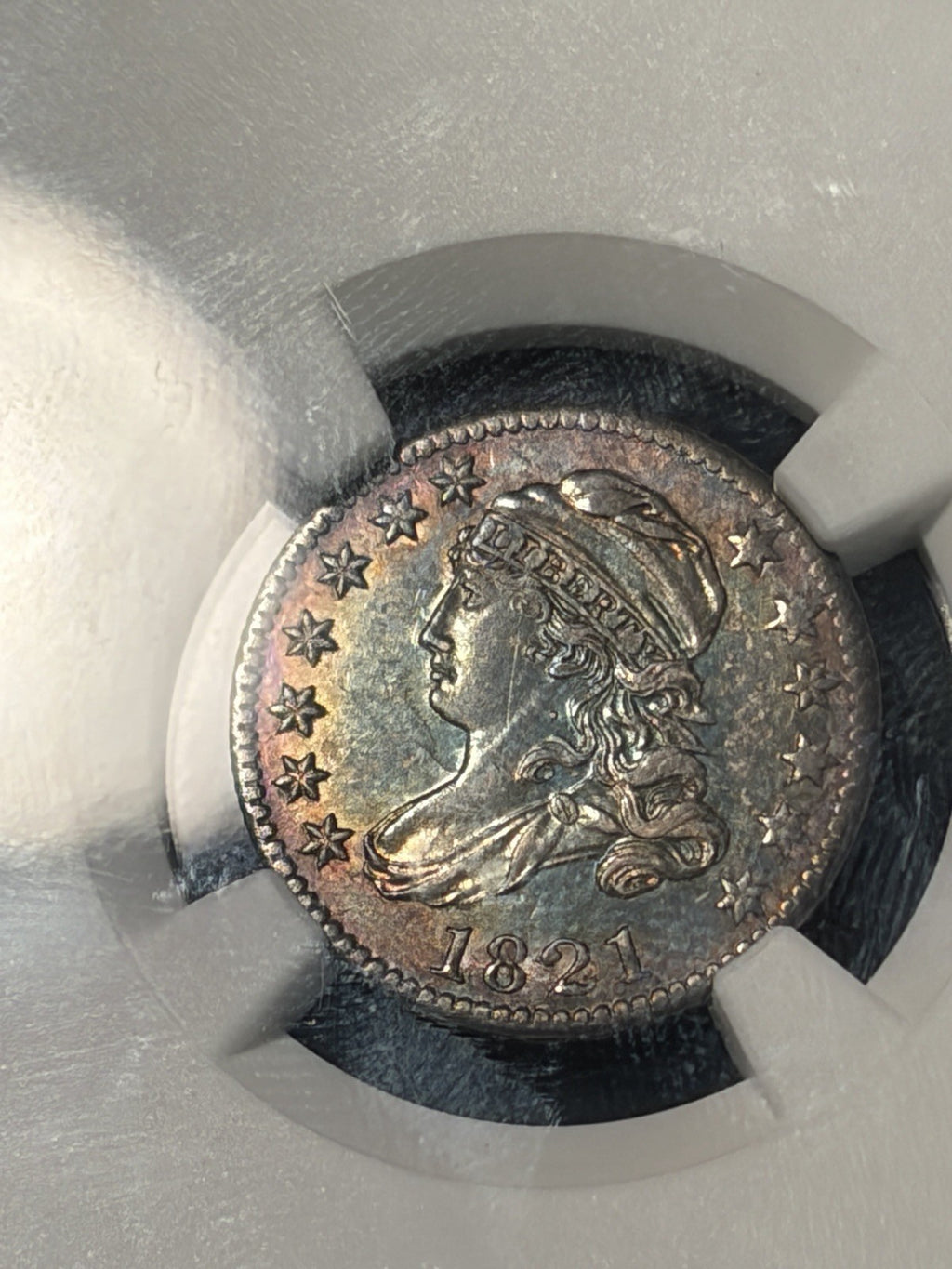 1821 NGC MS64 Large Date Capped Bust Dime JR-7