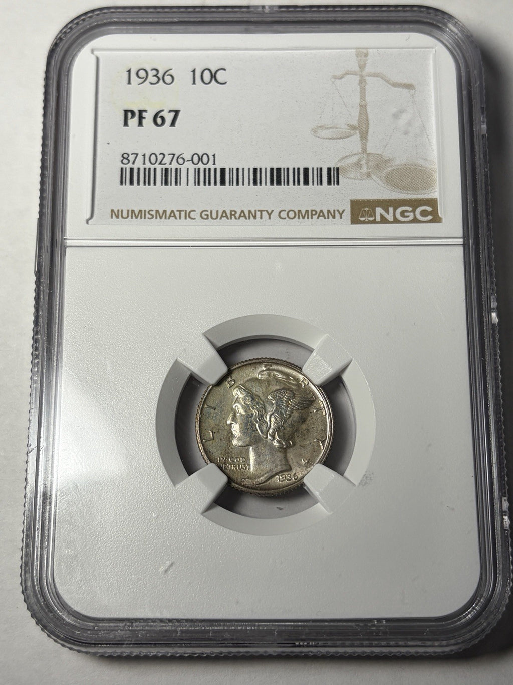 1936 NGC PF67 Mercury Dime Toned