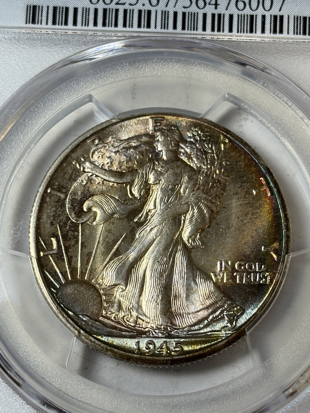 1945-D PCGS MS67 Walking Liberty Half Dollar Toned
