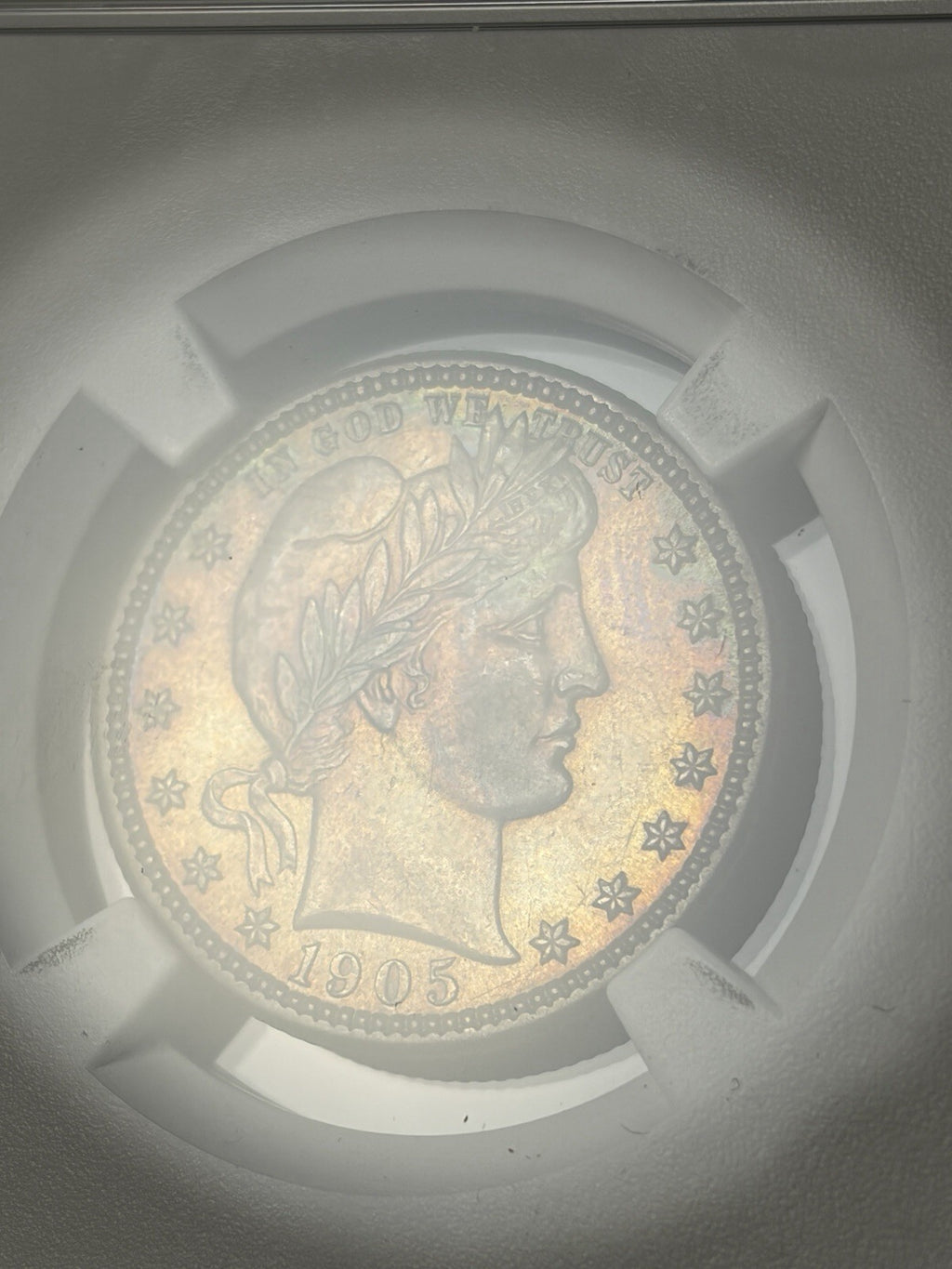 1905 NGC AU Details Barber Quarter Toned