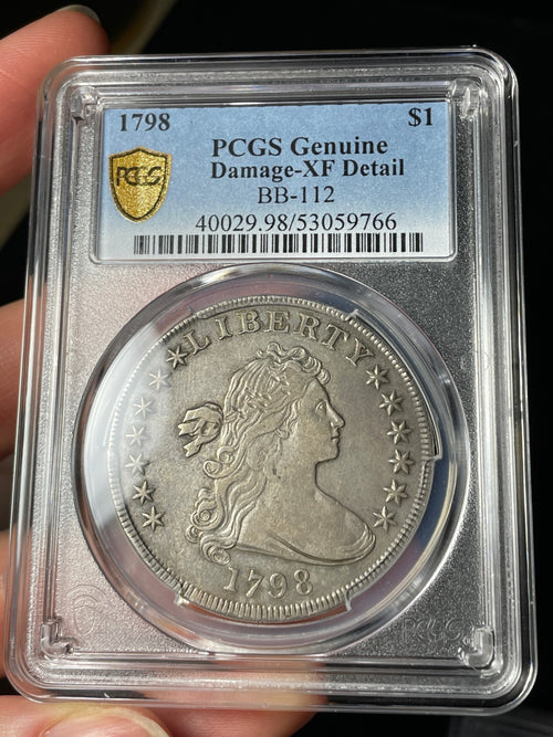 1798 PCGS XF Detail Draped Bust Silver Dollar BB-112 Beautiful, Light Damage
