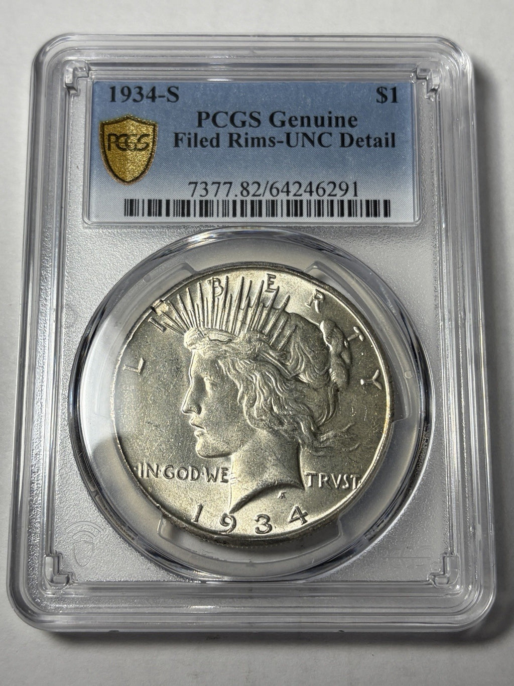 1934-S PCGS UNC Details Peace Silver Dollar
