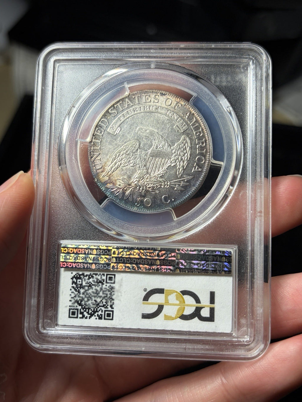 1807 PCGS AU53 Capped Bust Half Dollar Large Stars 50/20 Toned